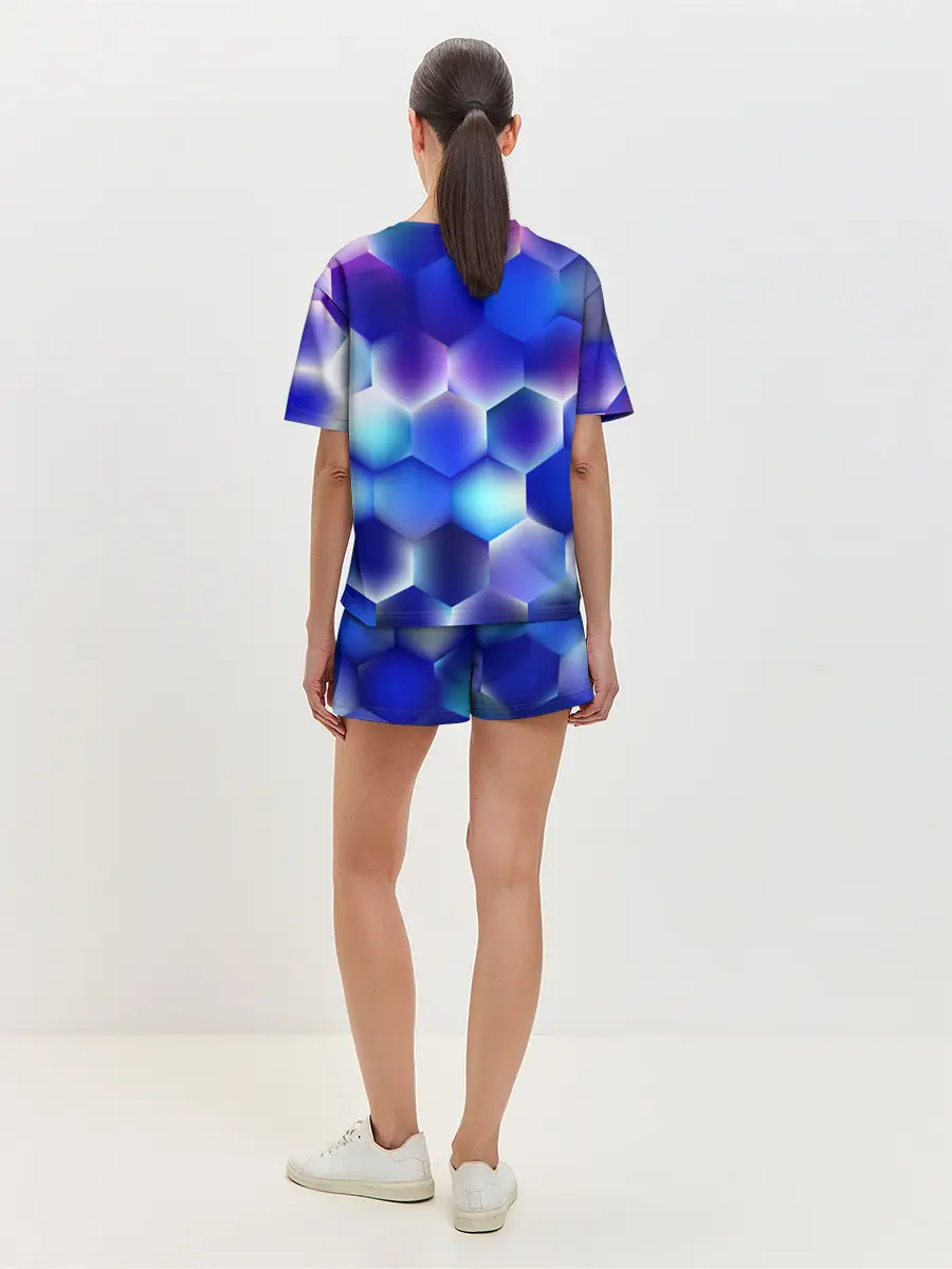 Женская пижама с шортами / Синяя чешуя змеи