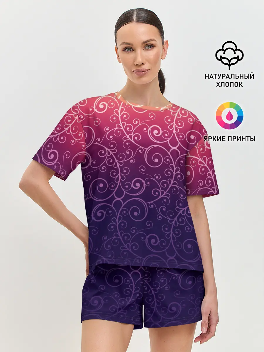 Женская пижама с шортами / Цветочный узор