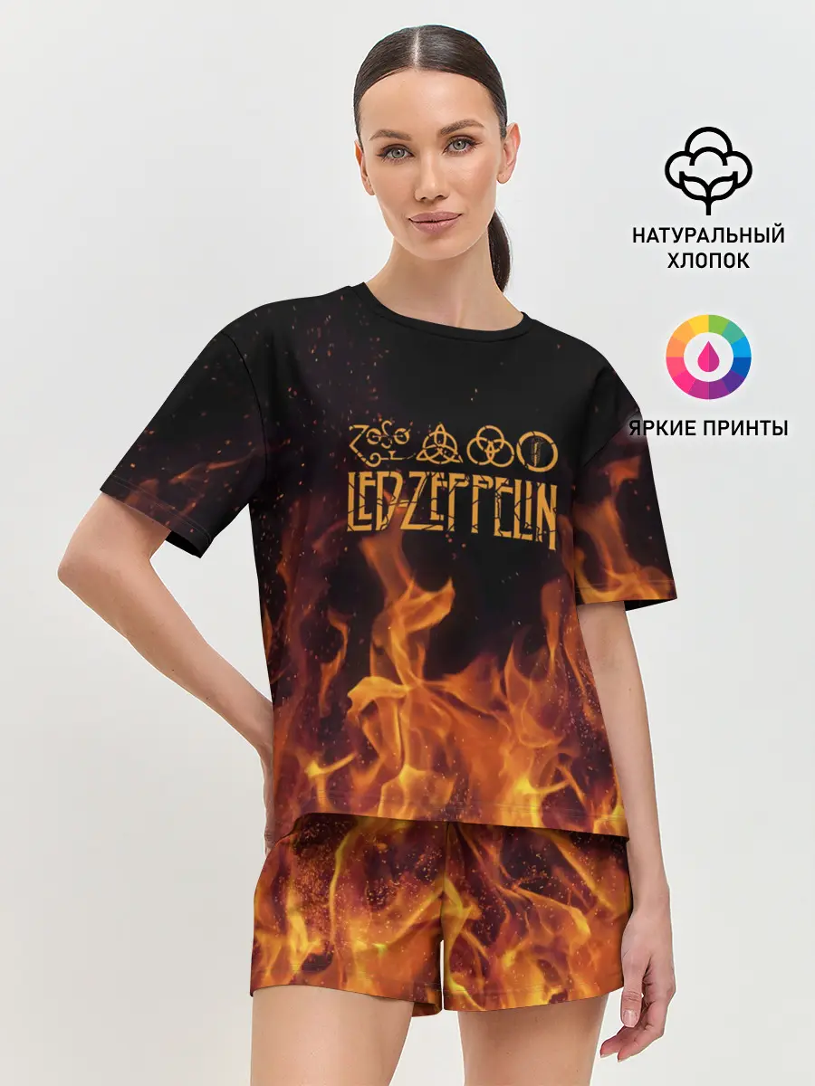 Женская пижама с шортами / led zeppelin