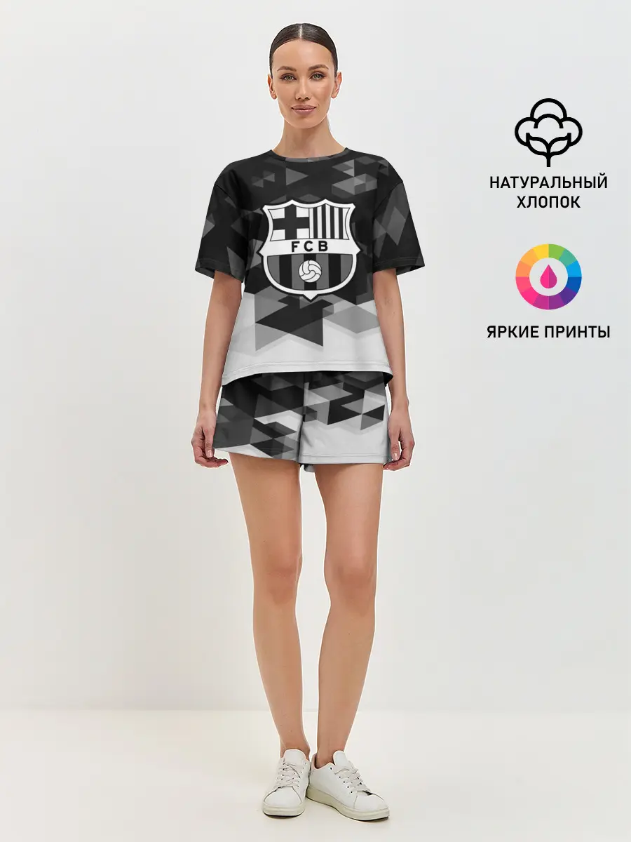 Женская пижама с шортами / FC Barcelona sport geometry