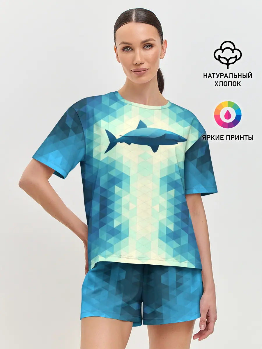 Женская пижама с шортами / Акула