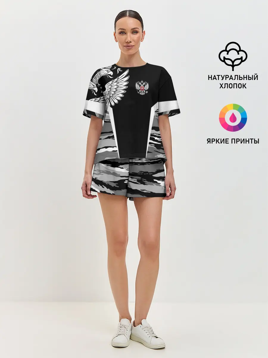 Женская пижама с шортами / Камуфляж Россия