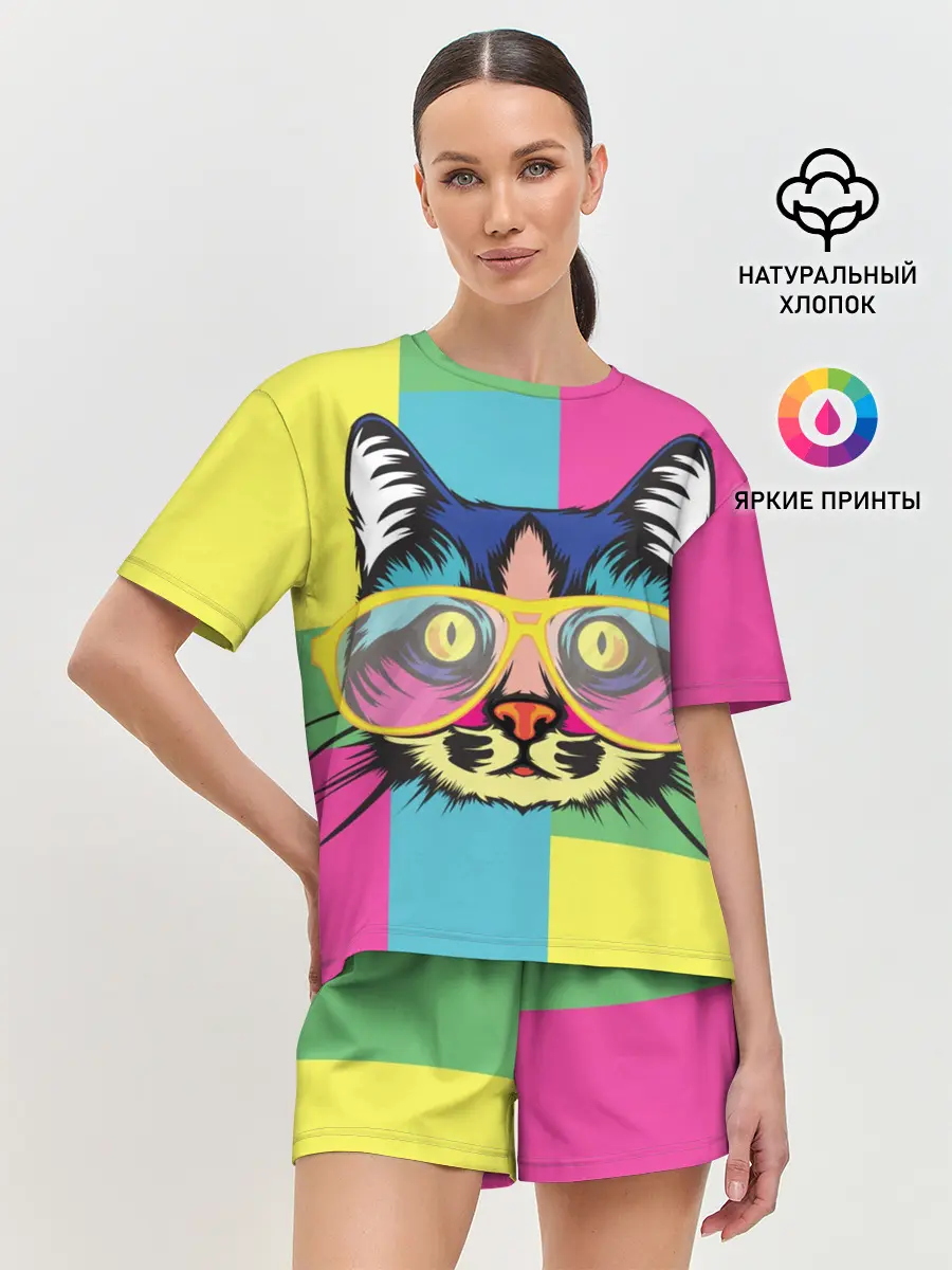 Женская пижама с шортами / Яркий Кот