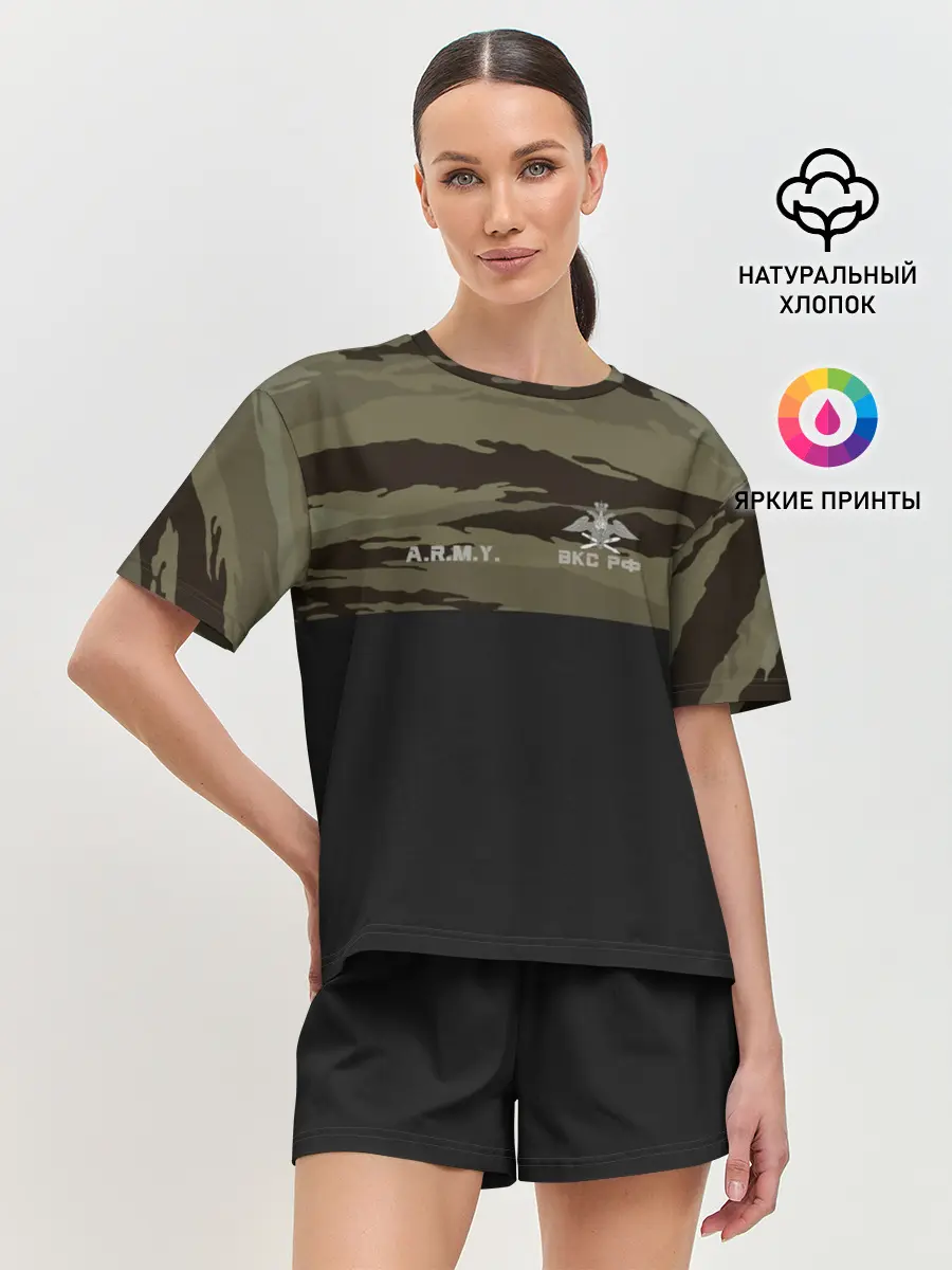 Женская пижама с шортами / Камуфляж ВКС РФ