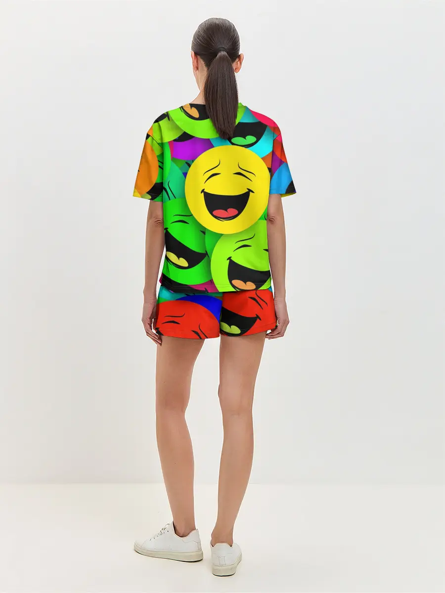 Женская пижама с шортами / ВЕСЁЛЫЕ СМАЙЛИКИ.