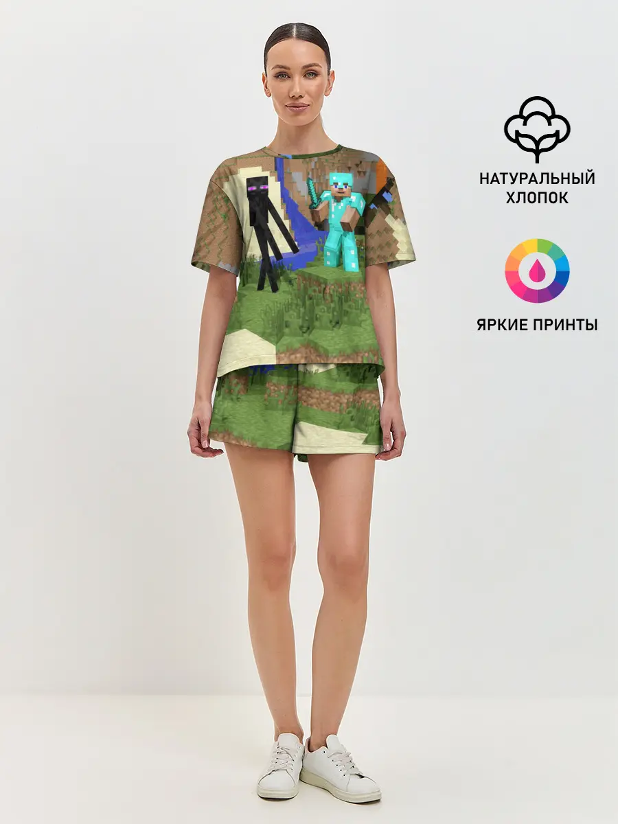 Женская пижама с шортами / Стив и эндермен.