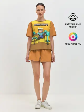 Женская пижама с шортами / Король майнкрафта 2