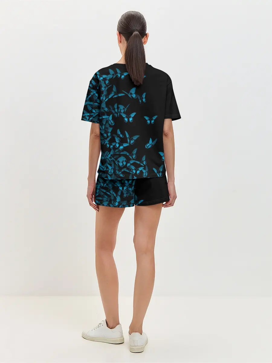 Женская пижама с шортами / Синие бабочки