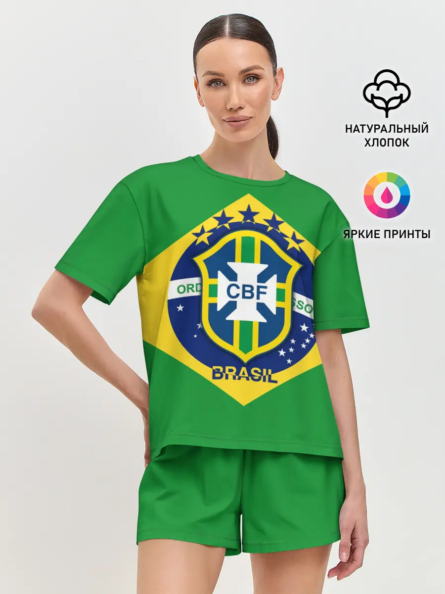 Женская пижама с шортами / Сборная Бразилии флаг