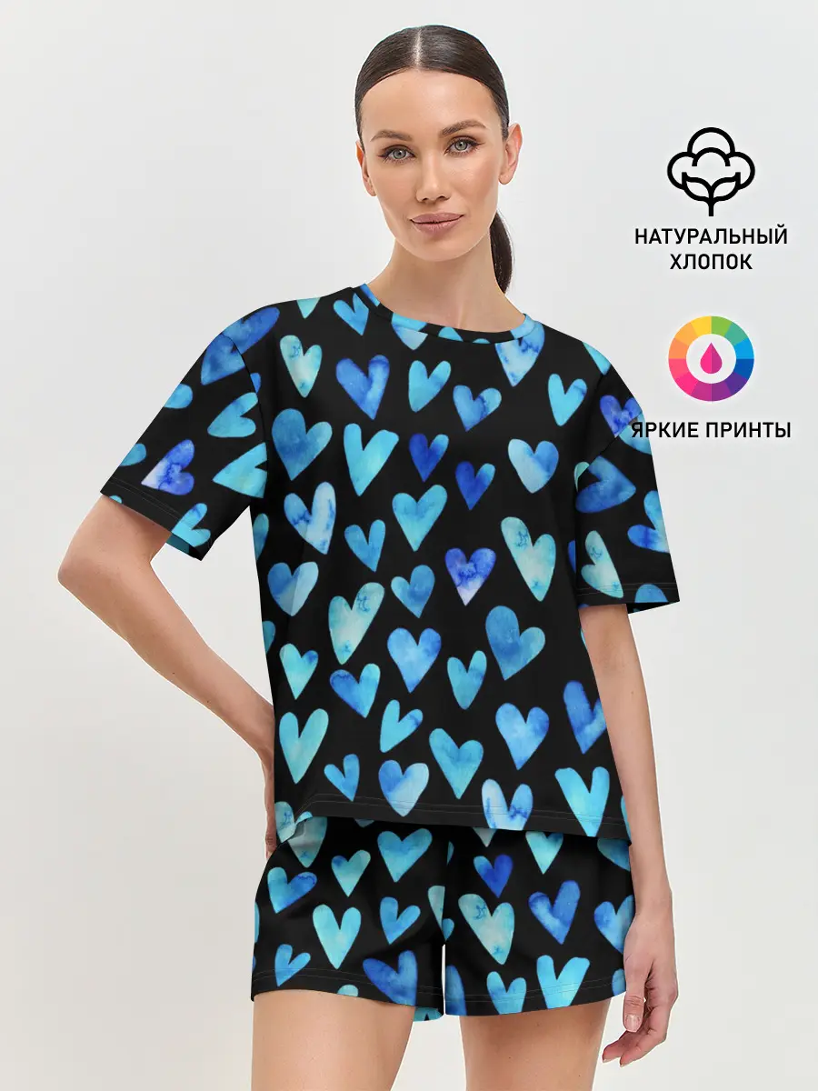 Женская пижама с шортами / Blue Hearts