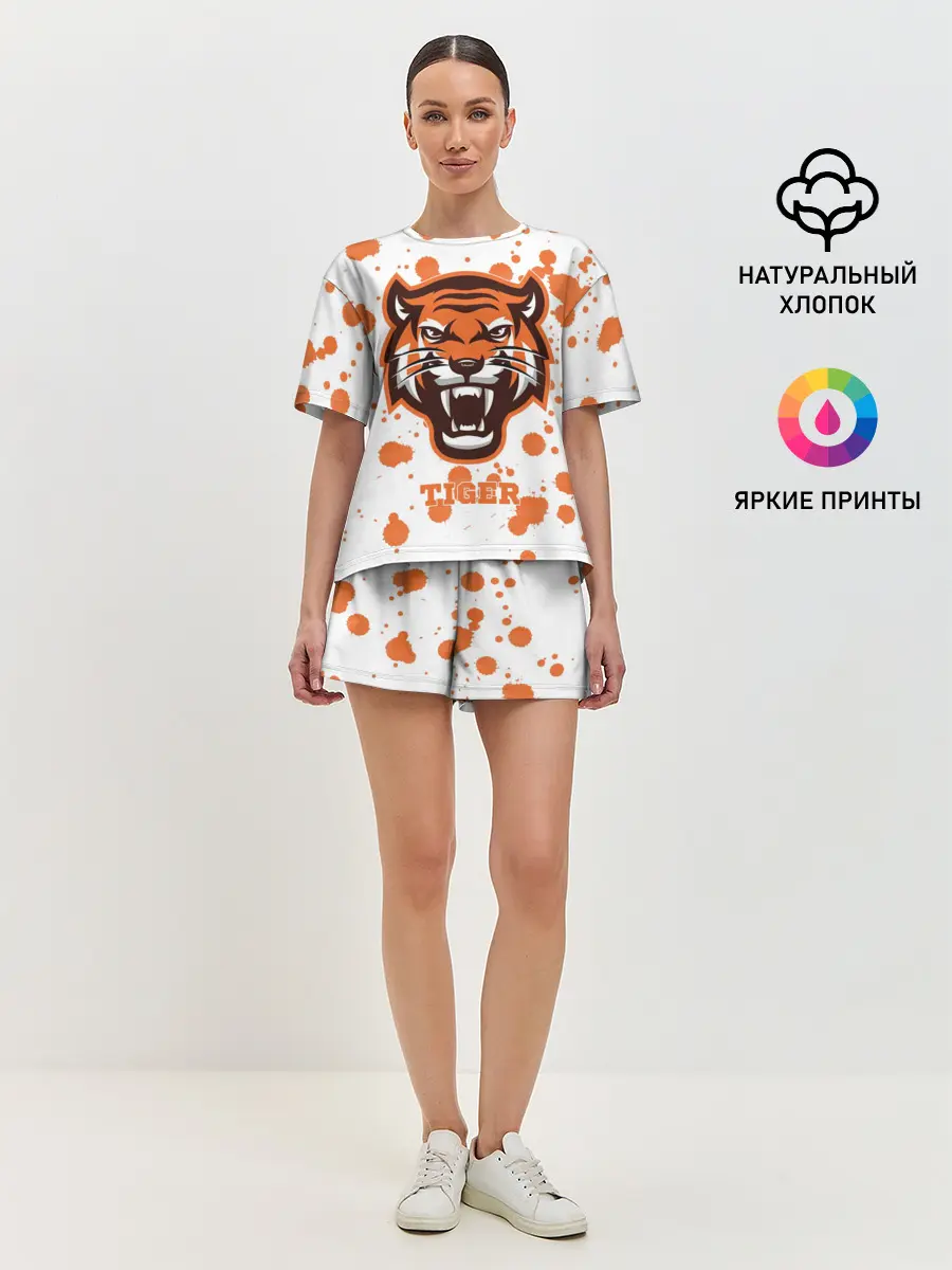 Женская пижама с шортами / Огненный тигр
