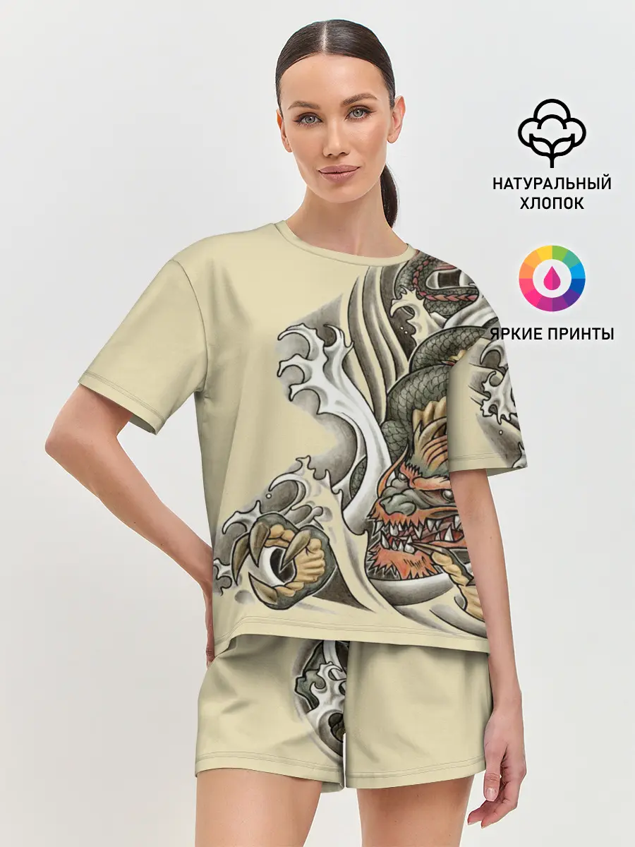 Женская пижама с шортами / Восточный дракон