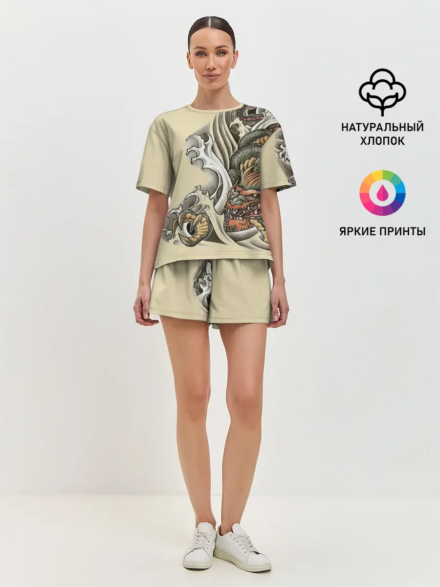 Женская пижама с шортами / Восточный дракон