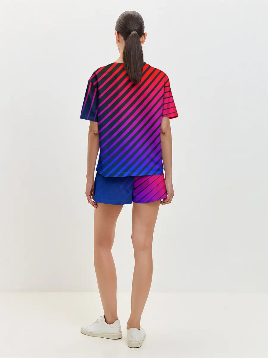 Женская пижама с шортами / Градиентные линии