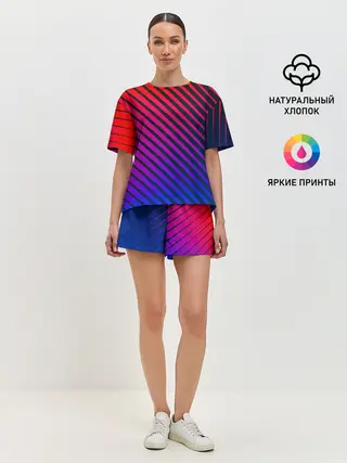 Женская пижама с шортами / Градиентные линии