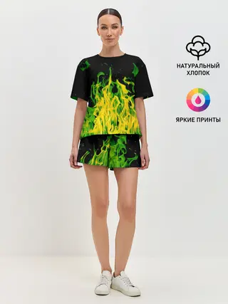 Женская пижама с шортами / Дикий огонь