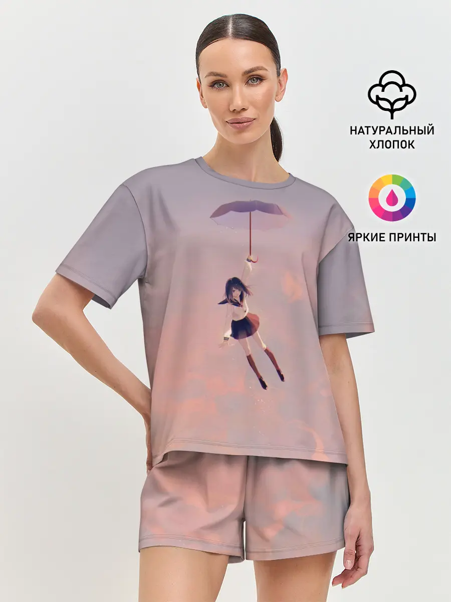 Женская пижама с шортами / Девушка с зонтом