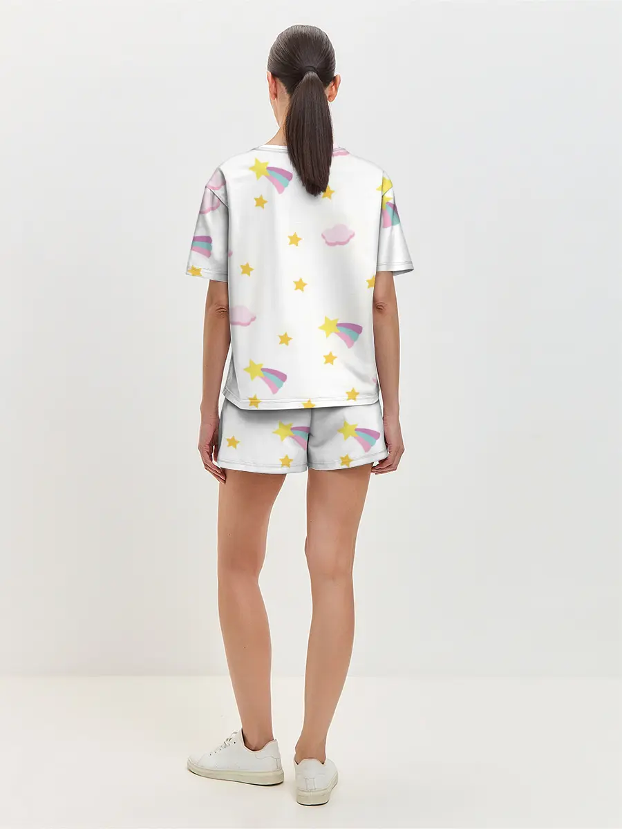 Женская пижама с шортами / Розовый единорог