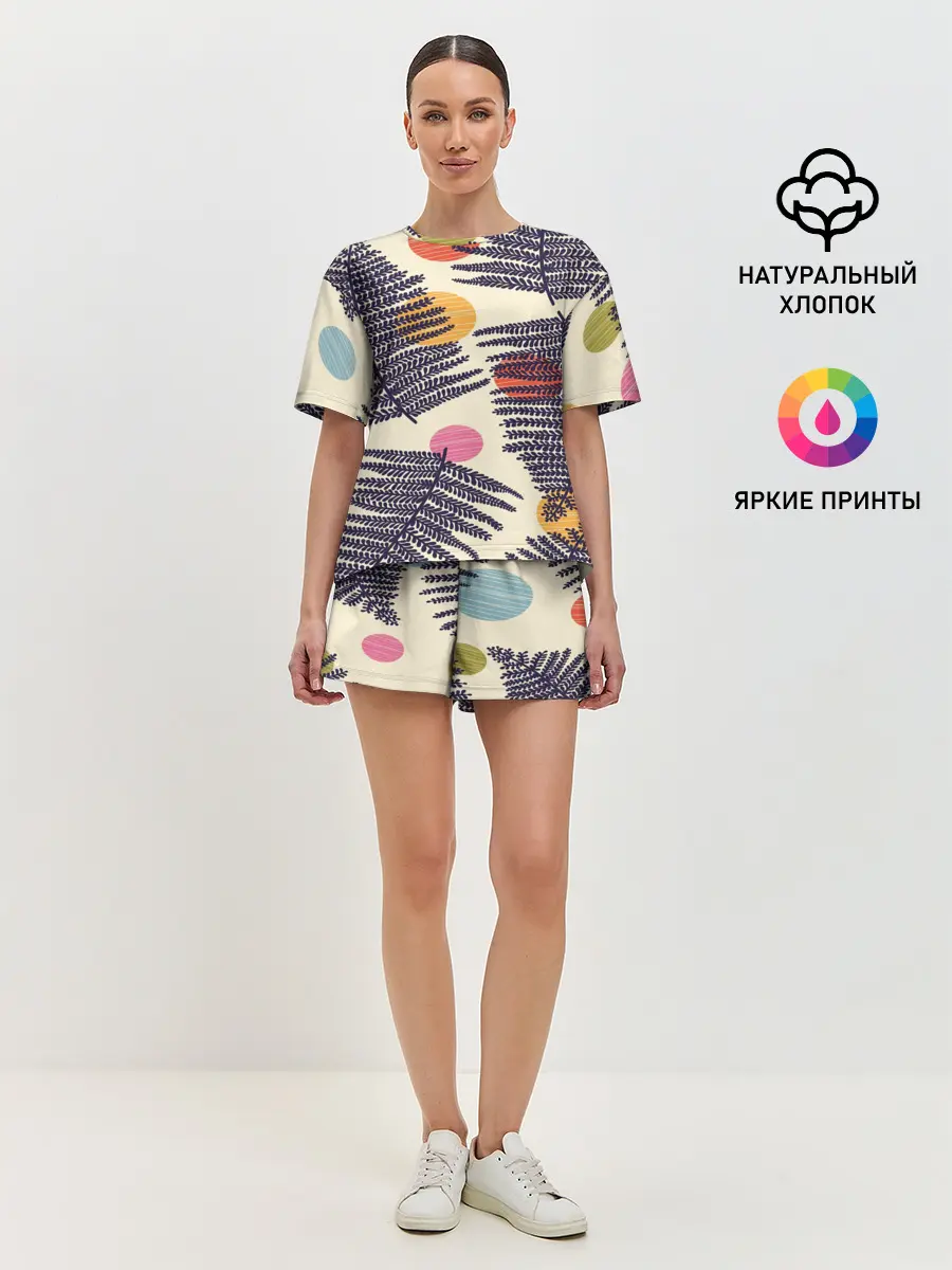 Женская пижама с шортами / Тропики паттерн