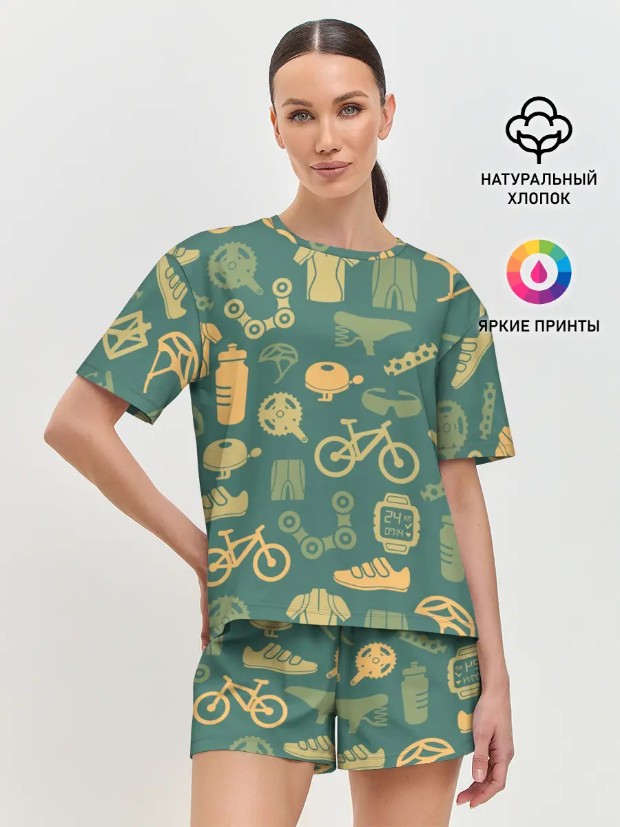 Женская пижама с шортами / Велосипед Текстура