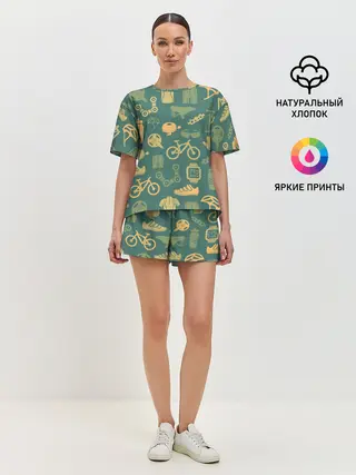 Женская пижама с шортами / Велосипед Текстура