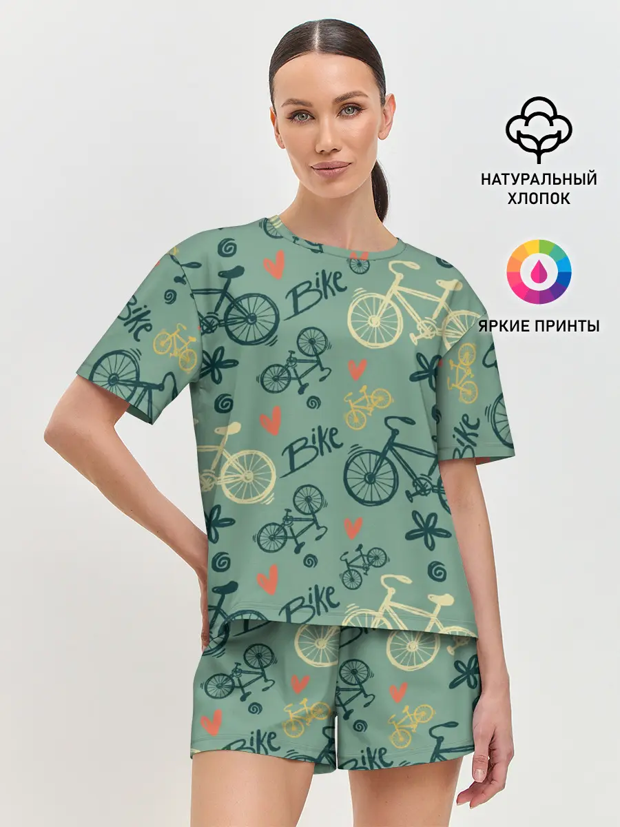 Женская пижама с шортами / Велосипед Текстура