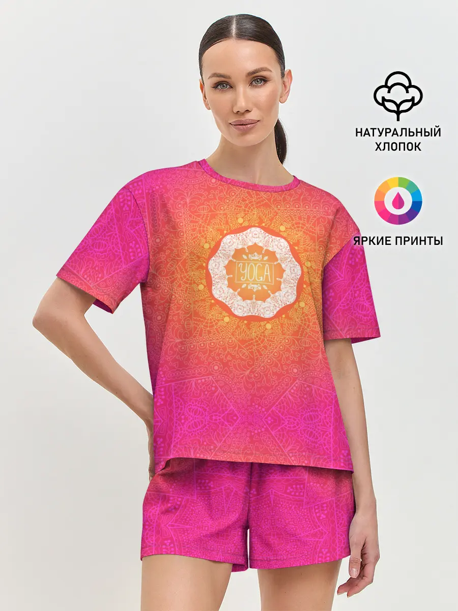 Женская пижама с шортами / Солнечная мандала
