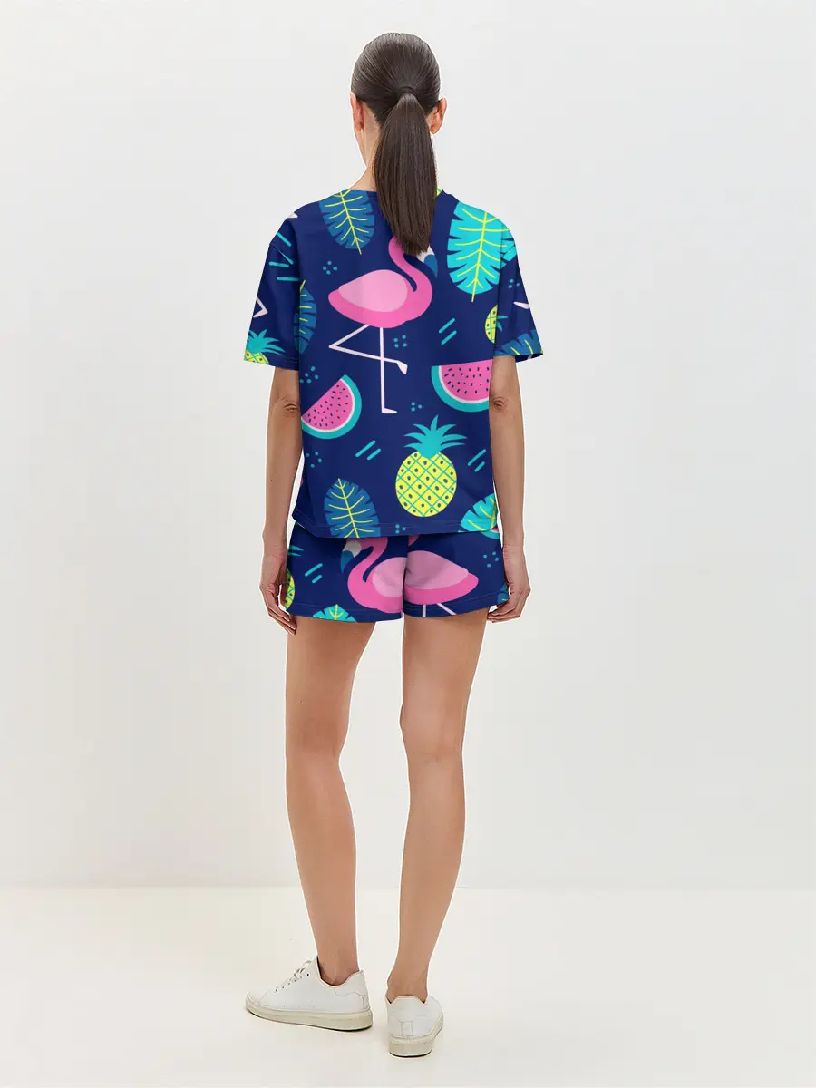 Женская пижама с шортами / Фламинго
