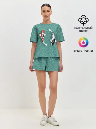 Женская пижама с шортами / Японские рыбки