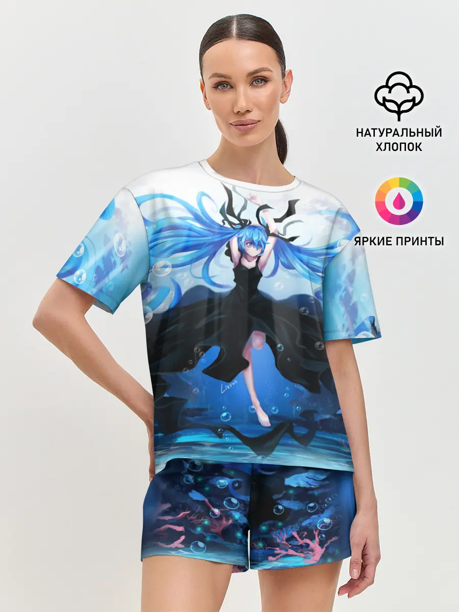 Женская пижама с шортами / Хацунэ Мику под водой