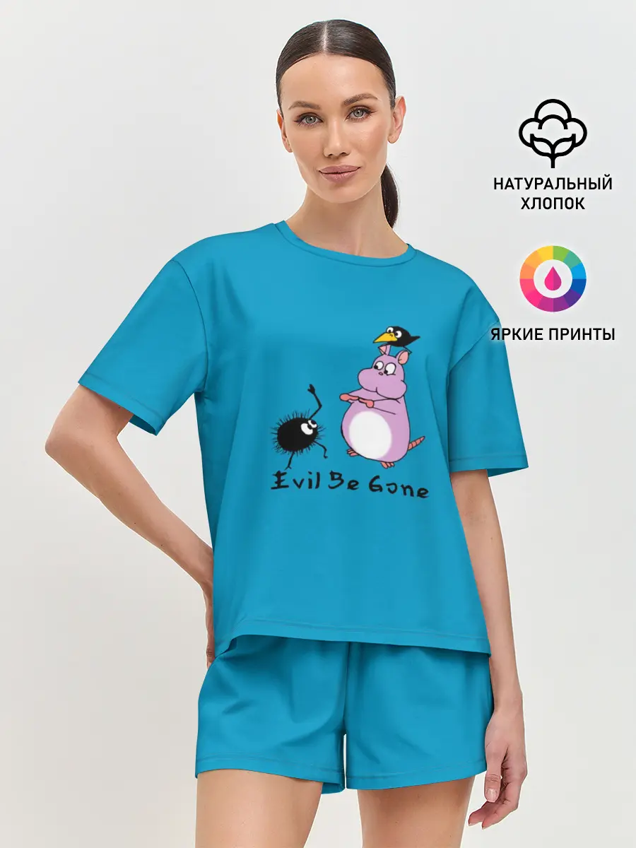 Женская пижама с шортами / Хомяк Бо ругается с духами сажи