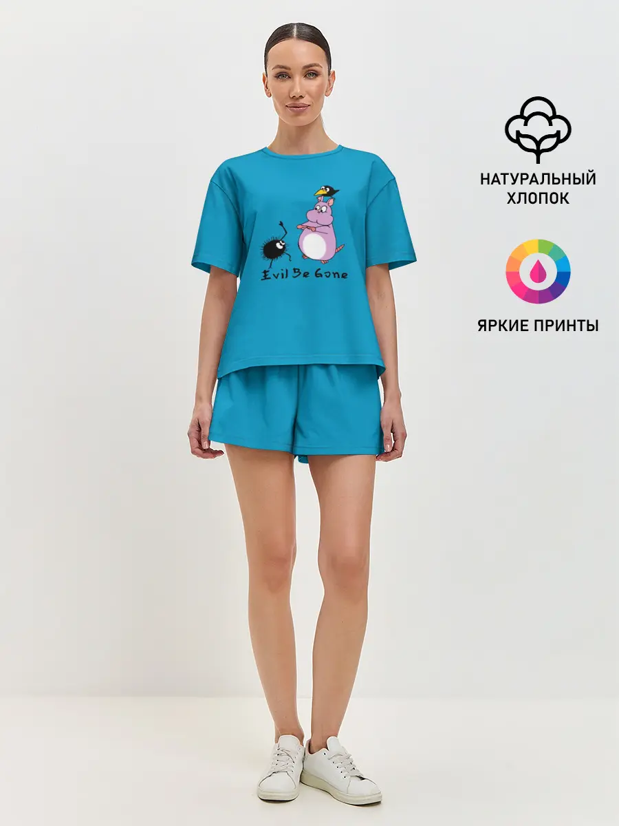 Женская пижама с шортами / Хомяк Бо ругается с духами сажи