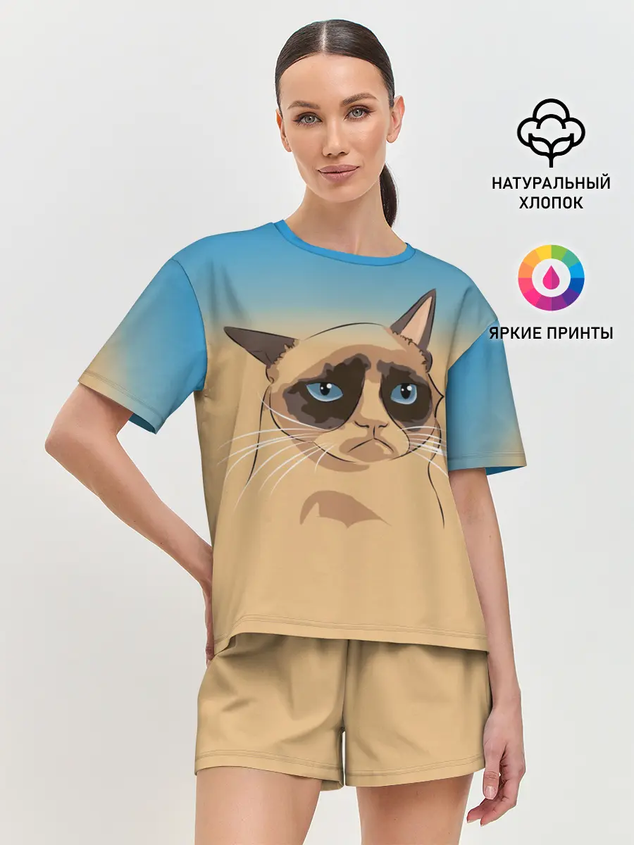 Женская пижама с шортами / Grumpy cat ART