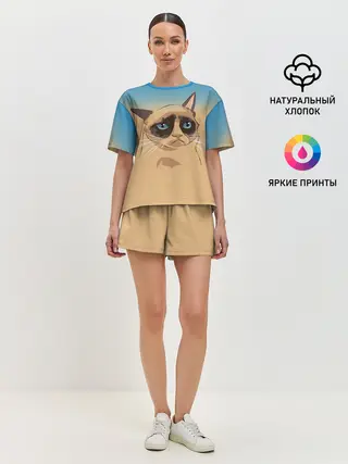 Женская пижама с шортами / Grumpy cat ART