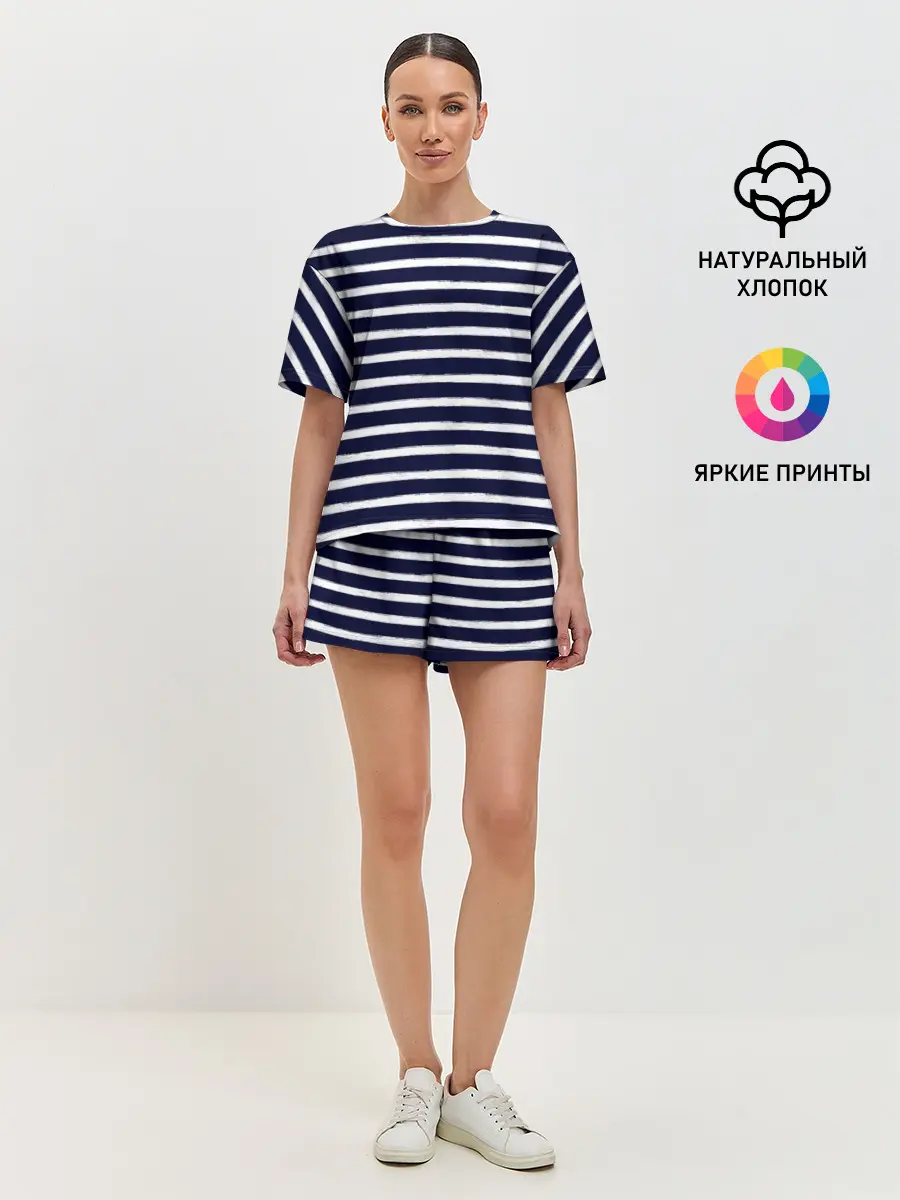 Женская пижама с шортами / Тельняшка