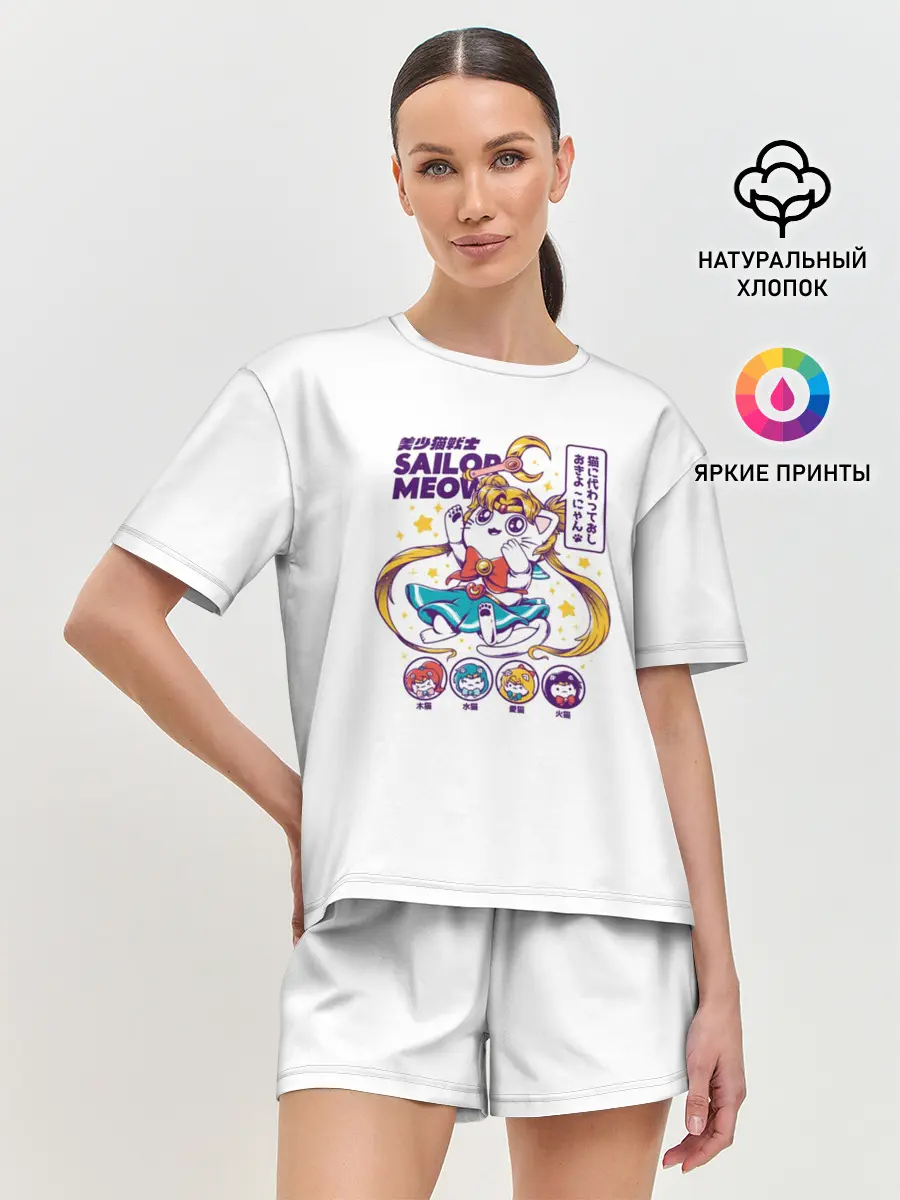 Женская пижама с шортами / Sailor Meow