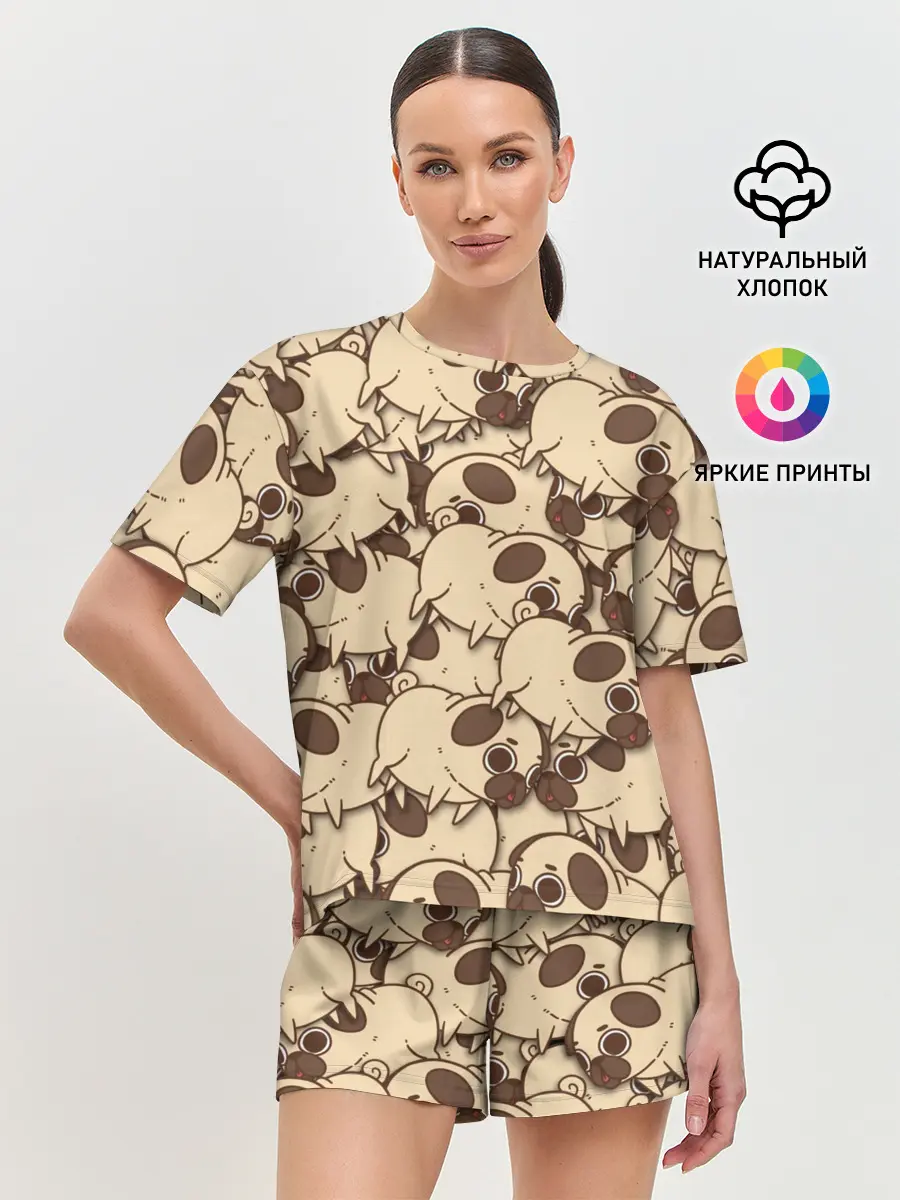 Женская пижама с шортами / мопс