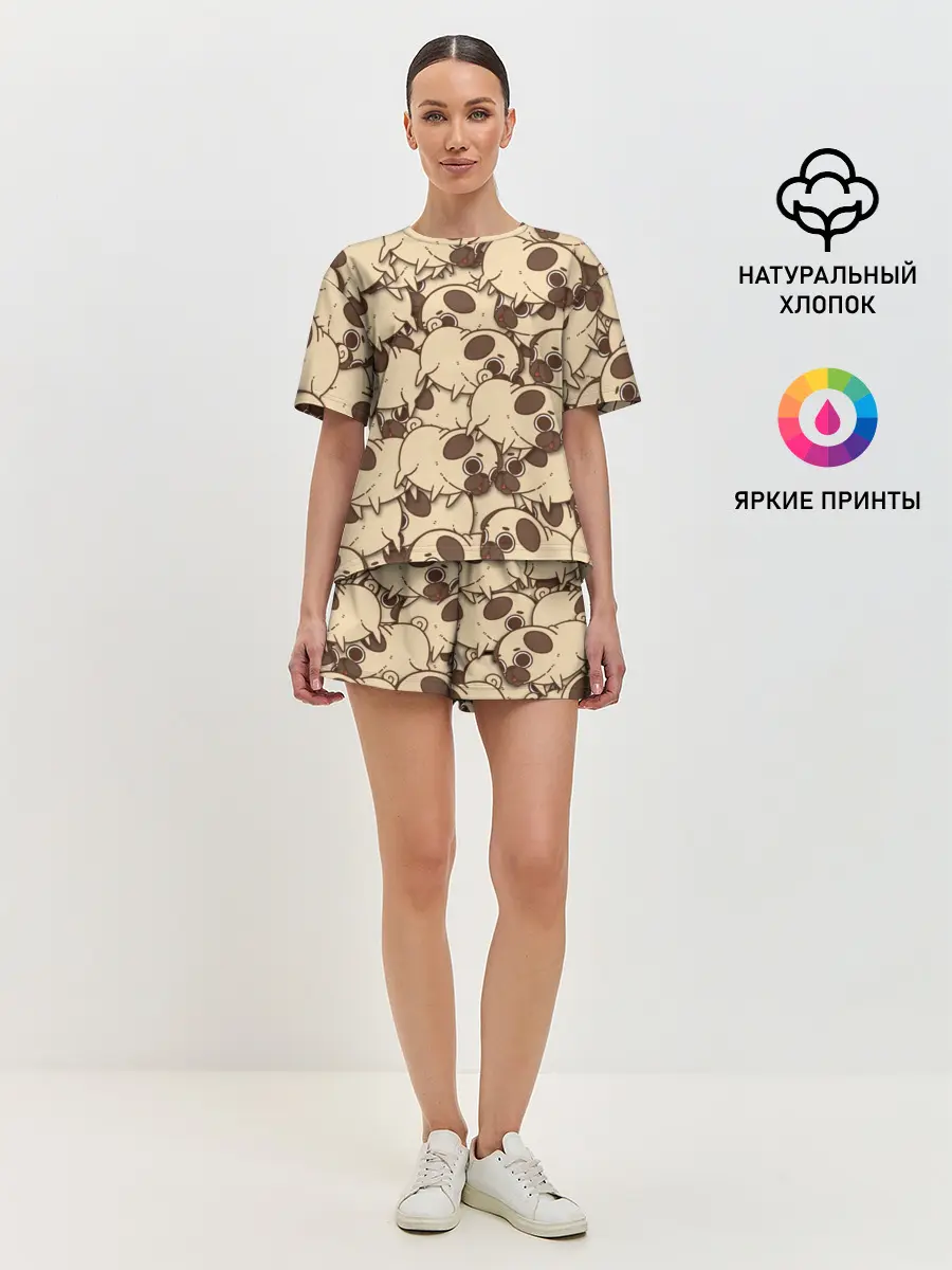 Женская пижама с шортами / мопс