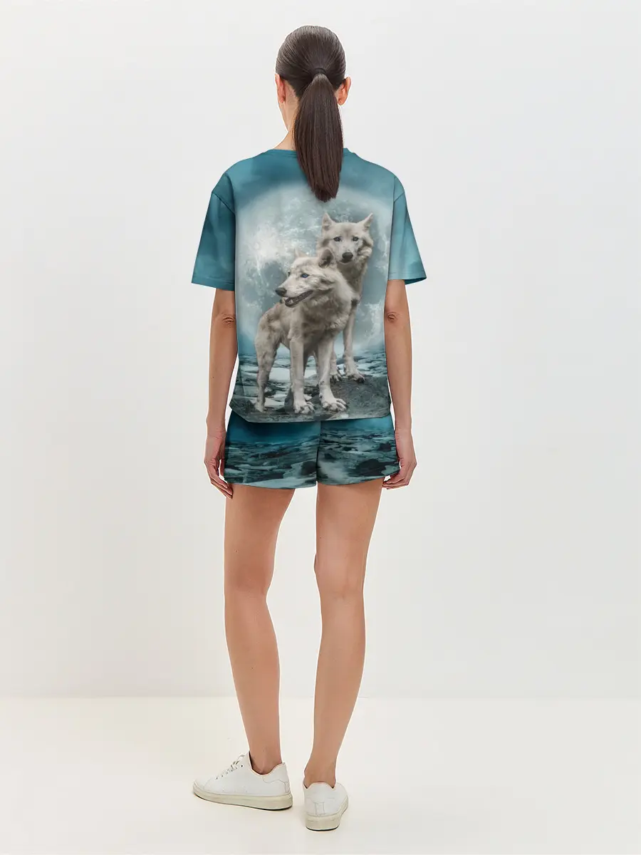 Женская пижама с шортами / Волки