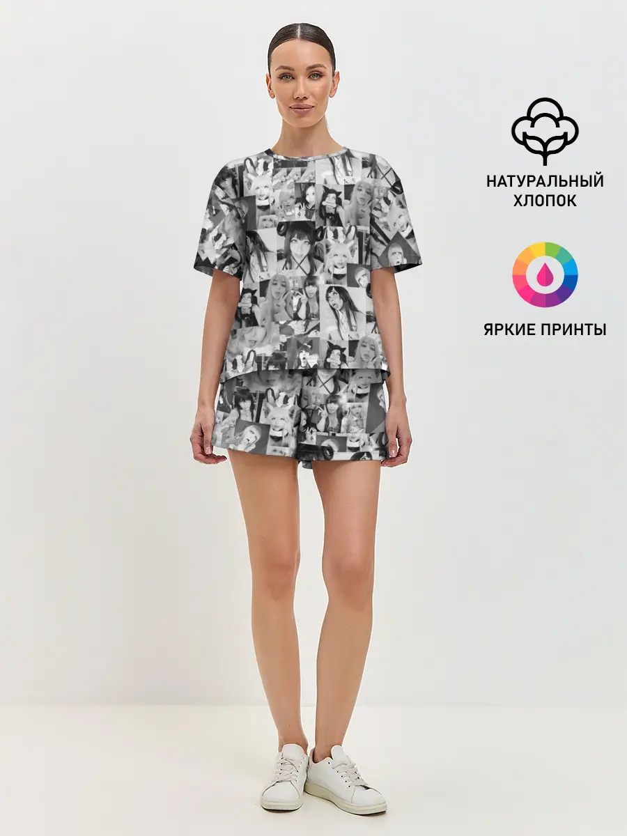 Женская пижама с шортами / REAL AHEGAO - фото Ахегао