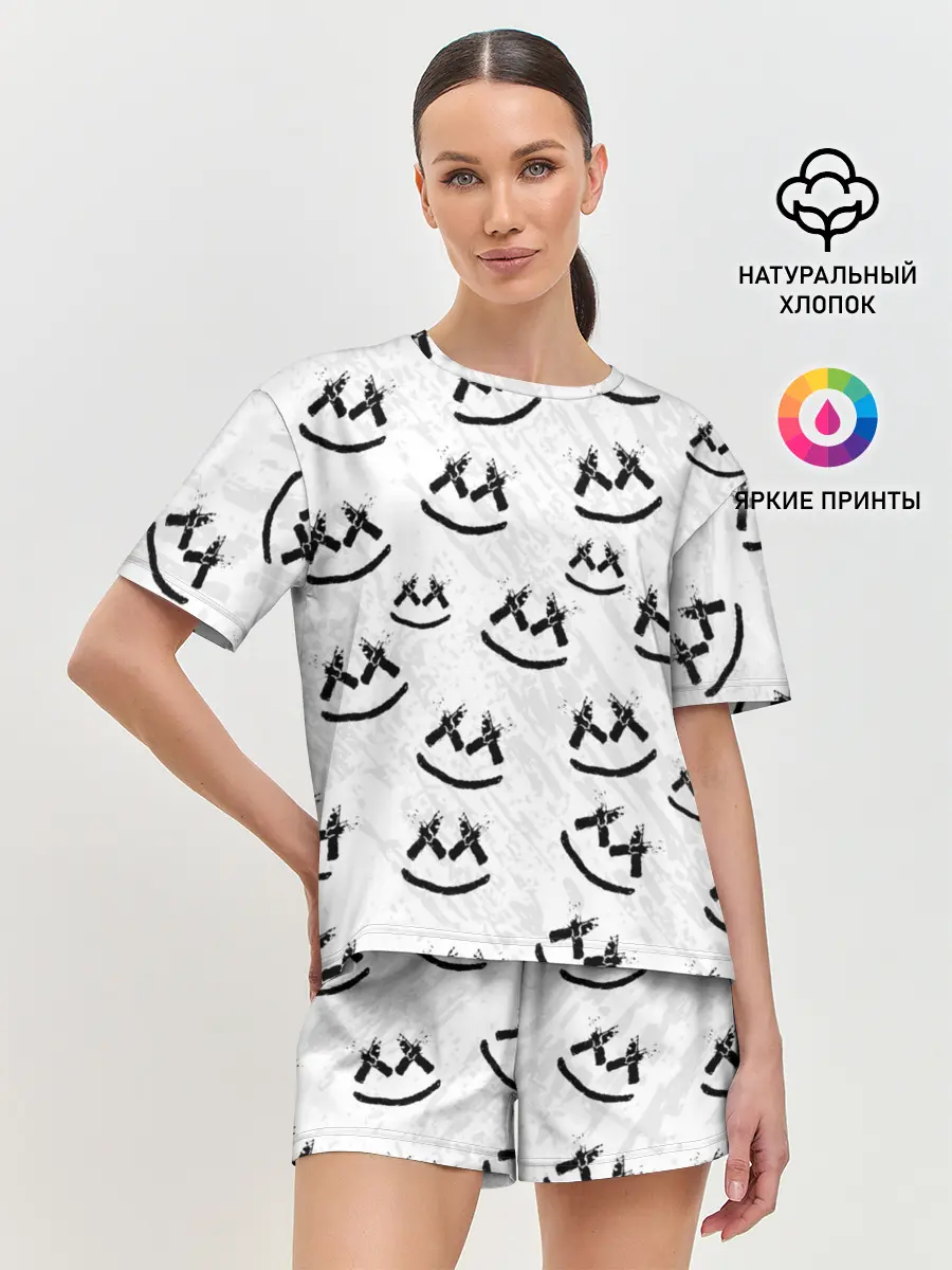 Женская пижама с шортами / MARSHMELLO PATTERN