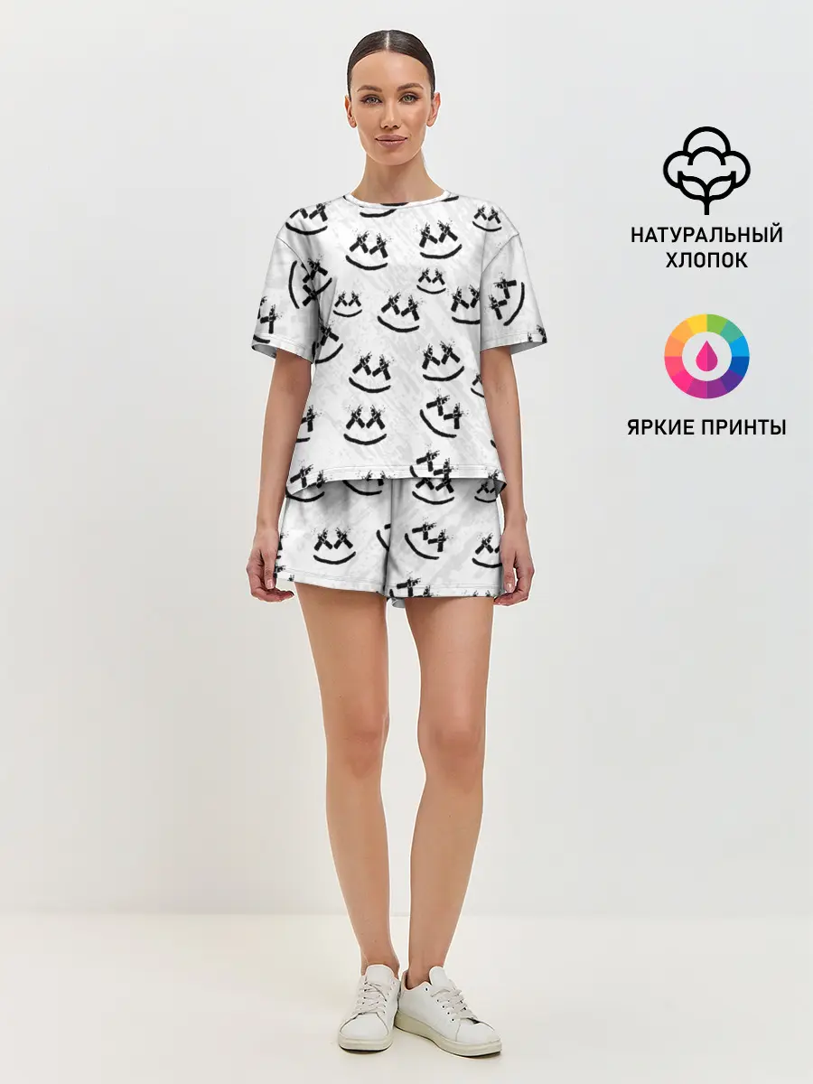 Женская пижама с шортами / MARSHMELLO PATTERN