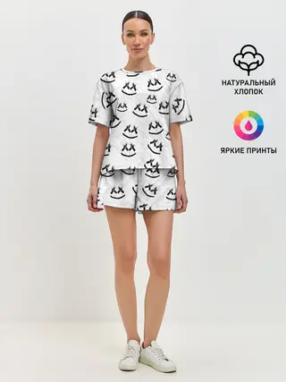 Женская пижама с шортами / MARSHMELLO PATTERN
