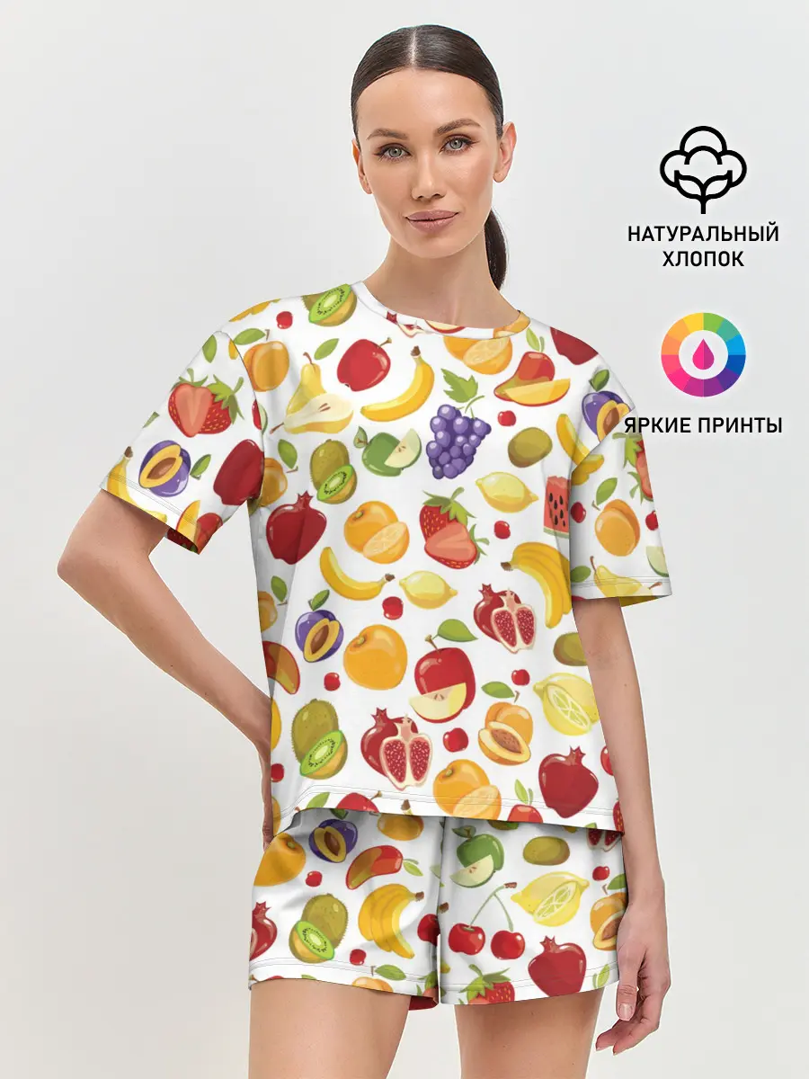 Женская пижама с шортами / Фрукты