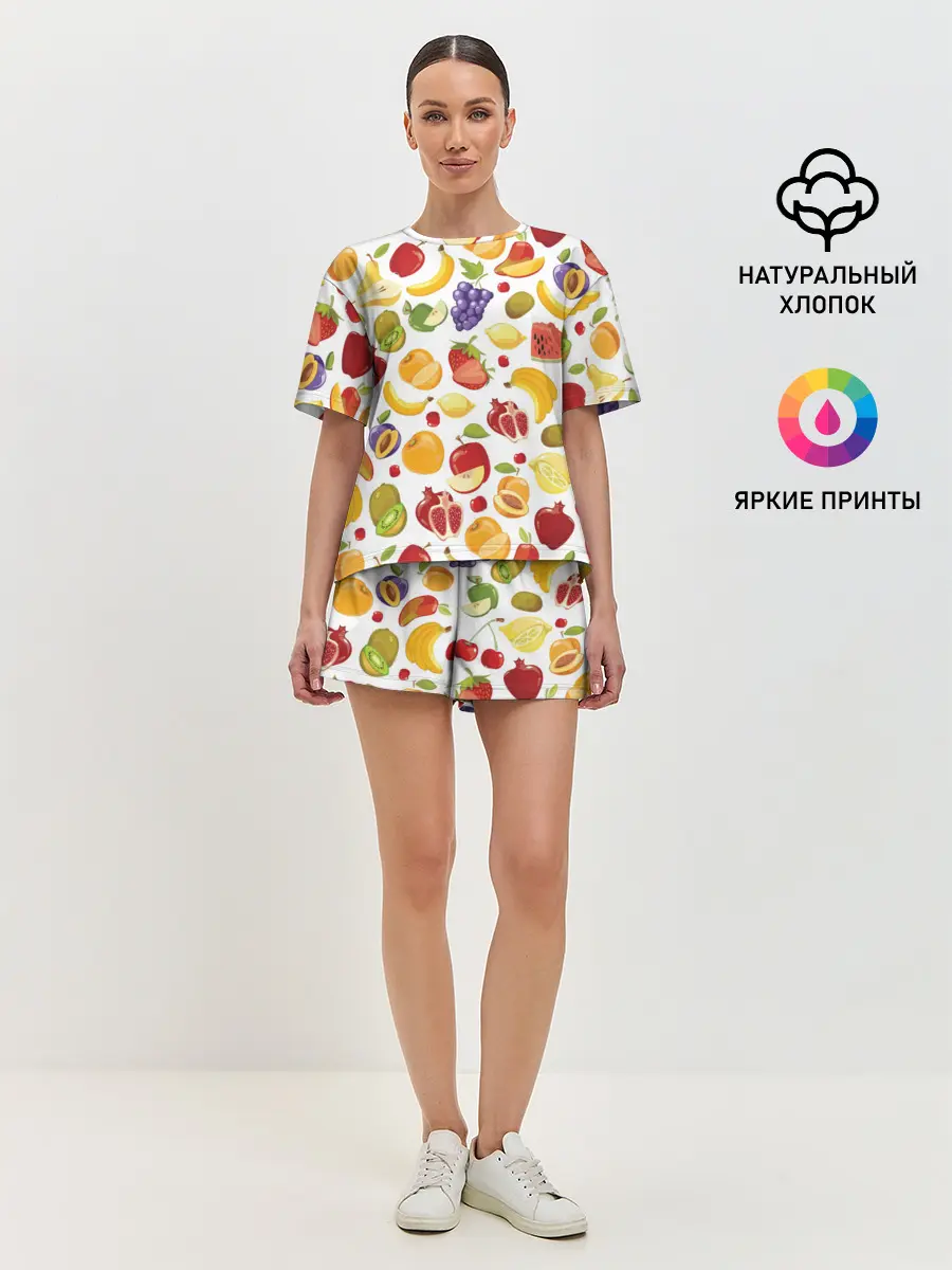 Женская пижама с шортами / Фрукты