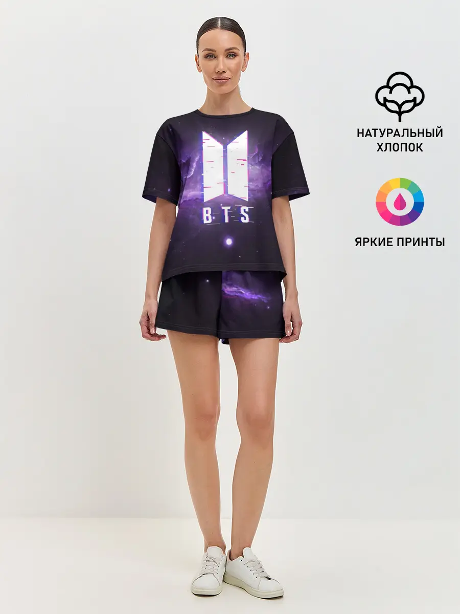Женская пижама с шортами / BTS SPACЕ 3D / БТС КОСМОС