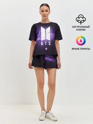Женская пижама с шортами / BTS SPACЕ 3D / БТС КОСМОС