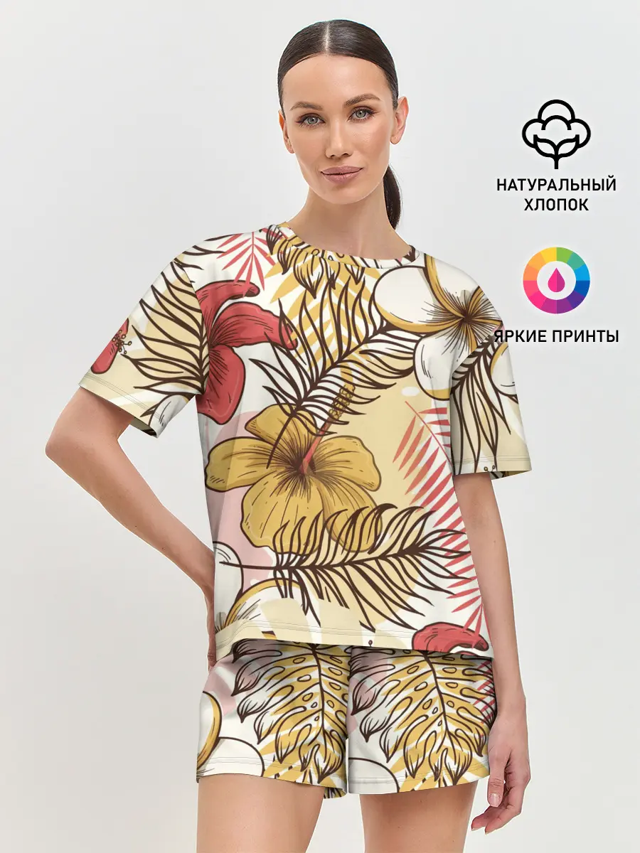 Женская пижама с шортами / Тропики