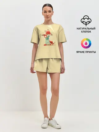 Женская пижама с шортами / Лисичка с флейтой