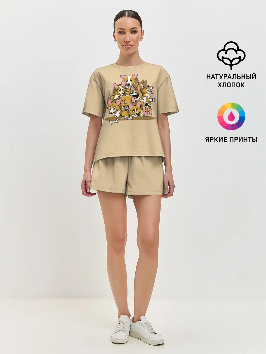 Женская пижама с шортами / Корги